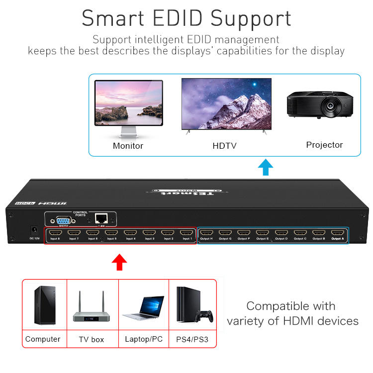 support 1080p 4k hdmi matrix switcher 8x8 4k directly sale for audio-2