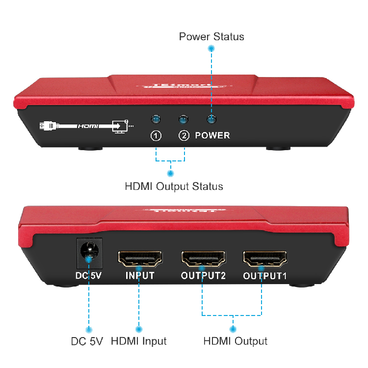 Tesla Elec hdmi splitter for dual monitors directly sale for DVD player