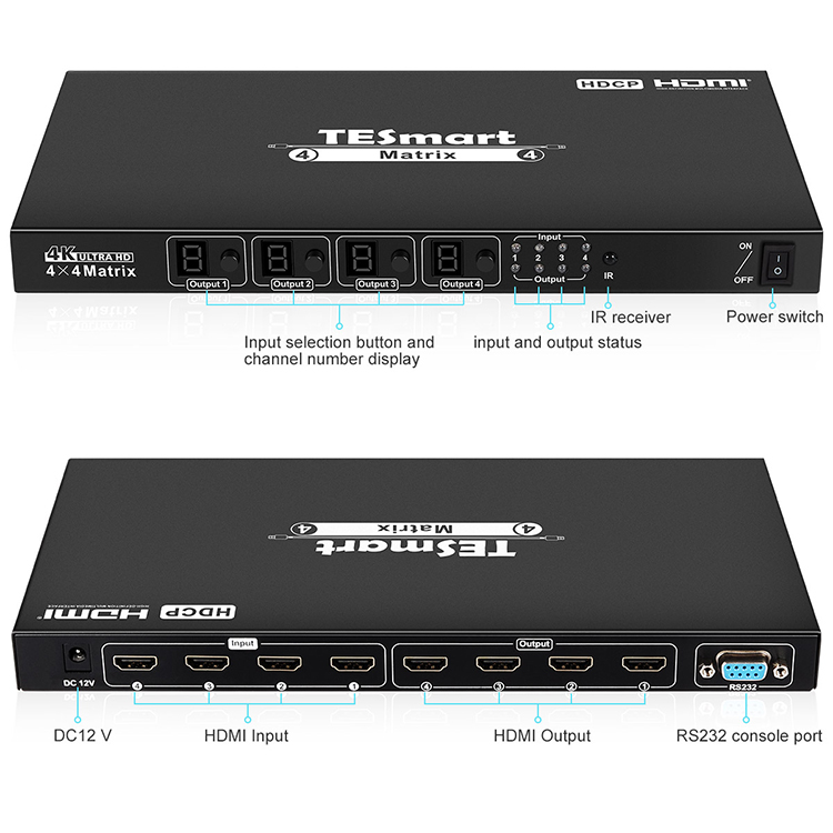 Tesla Elec matrix hdmi 4x2 manufacturer for media player