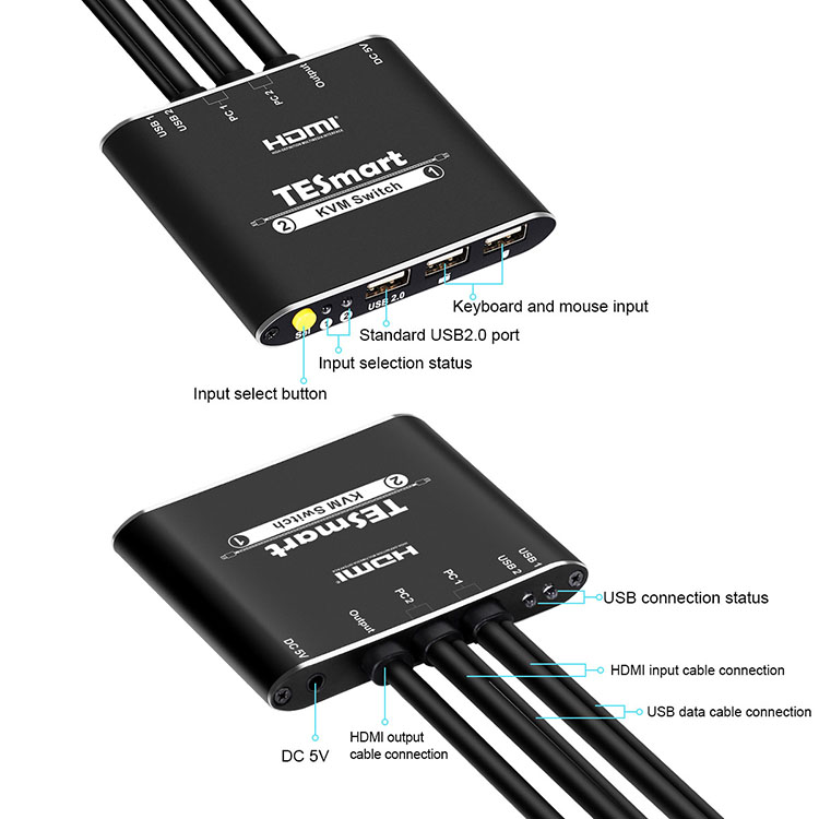 Tesla Elec latest wireless kvm switch with good price for computer