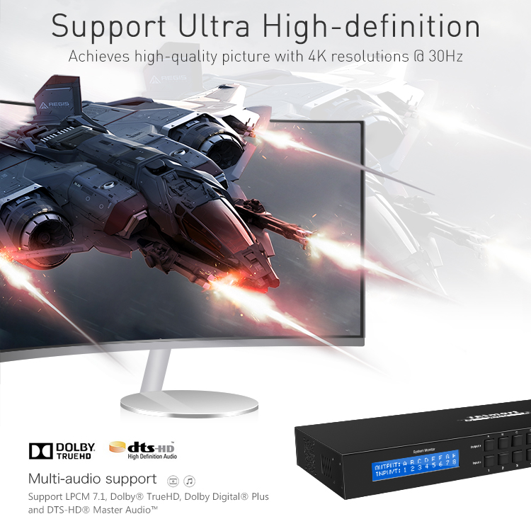 support 1080p 4k hdmi matrix switcher 8x8 supplier for media player