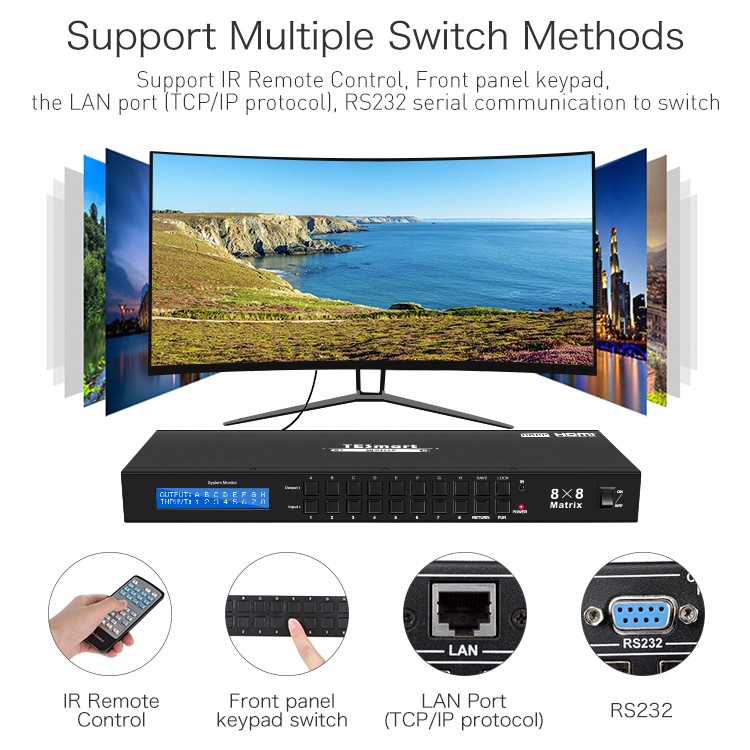 support 1080p 4k hdmi matrix switcher 8x8 4k directly sale for audio