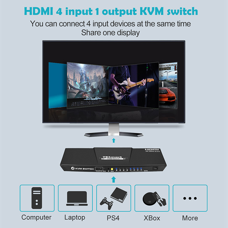 Tesla Elec kvm switch 4 port customized for computer