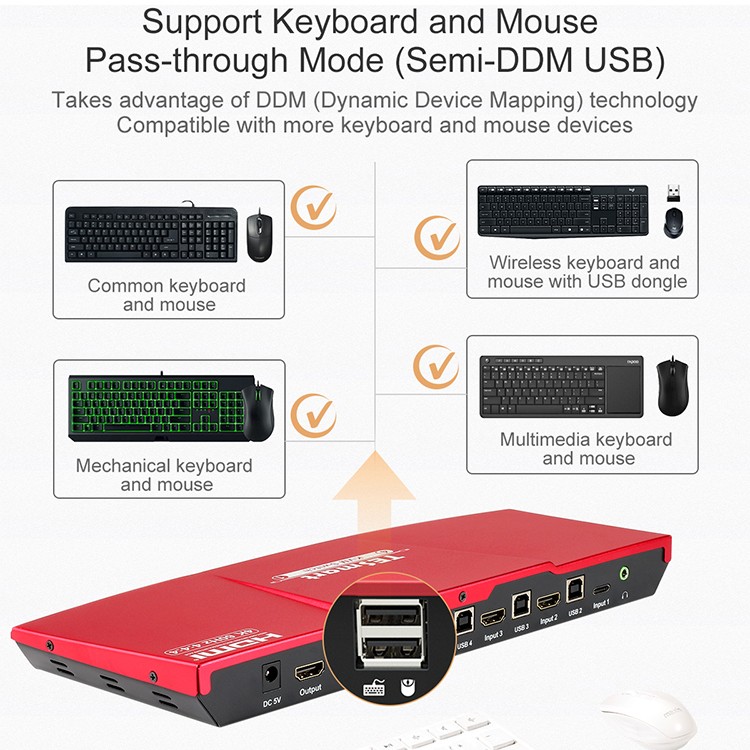 Tesla Elec kvm switch 4 port directly sale for checkout counter