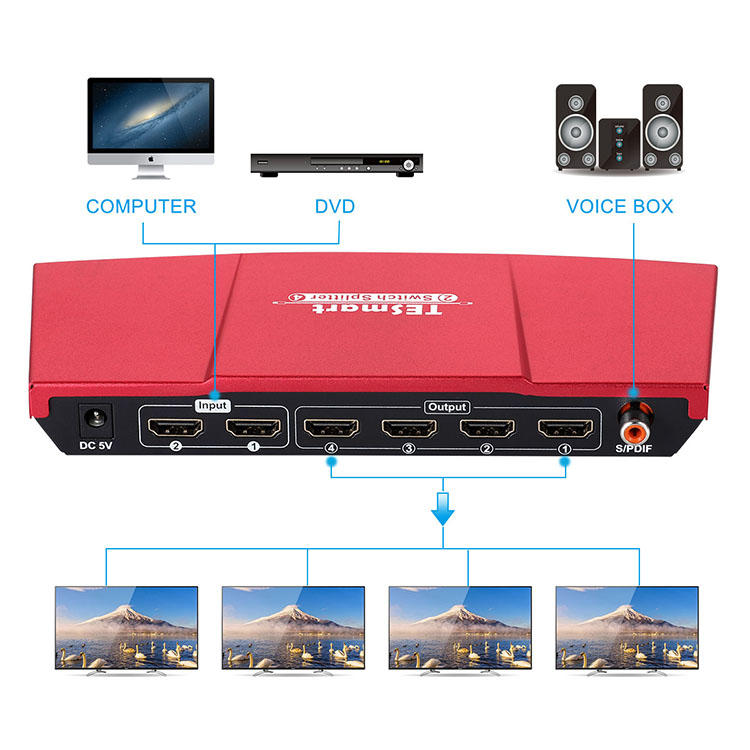 Tesla Elec aluminum alloy 3 way hdmi splitter supplier for media player-2