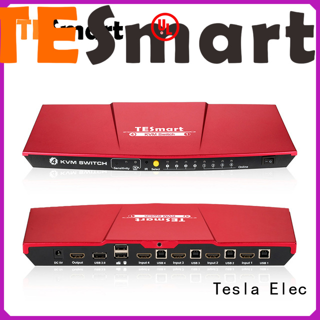 Tesla Elec aluminum alloy kvm switch hdmi dual monitor wholesale for checkout counter