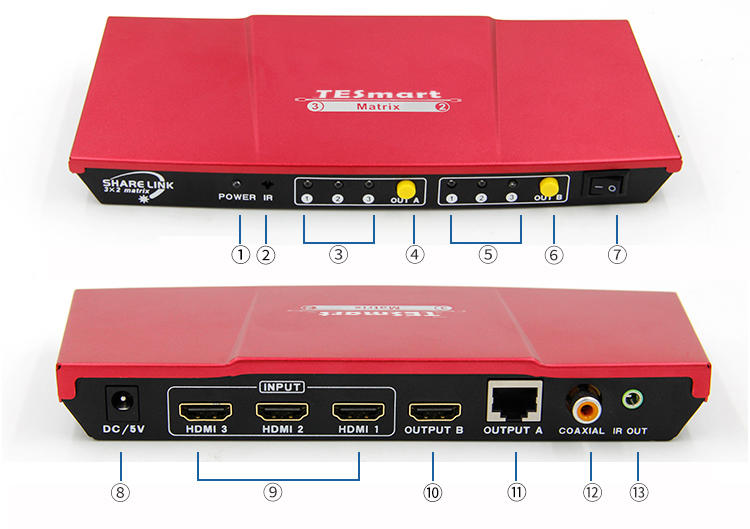 Aluminum Alloy 3x2 HDMI Matrix W/ extender-1