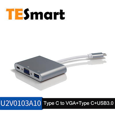 Aluminum Alloy Type-C to VGA and USB3.0 adapter